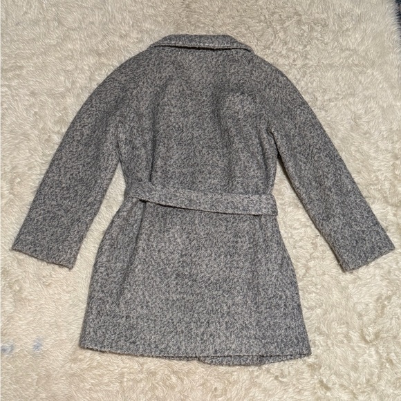 GANNI TEDDY Belted Wrap Coat Tweed Boucle Wool Blend - Size Small - Picture 7 of 10